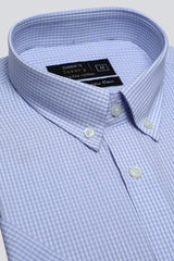 Light Purple Pin Check Formal Luxury Shirt  (Half Sleeves) - Diners