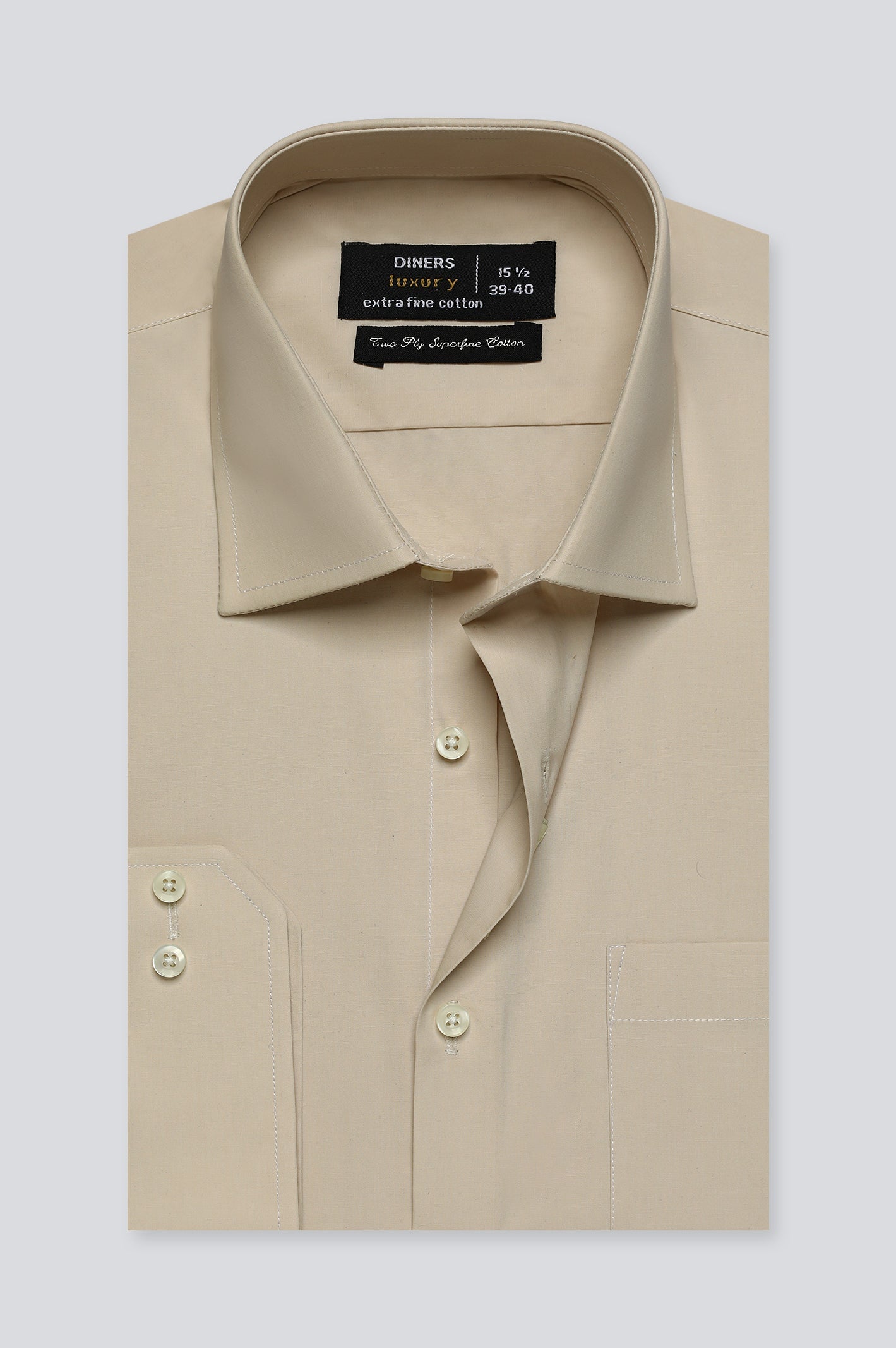 Light Peach Plain Formal Shirt For Men - Diners