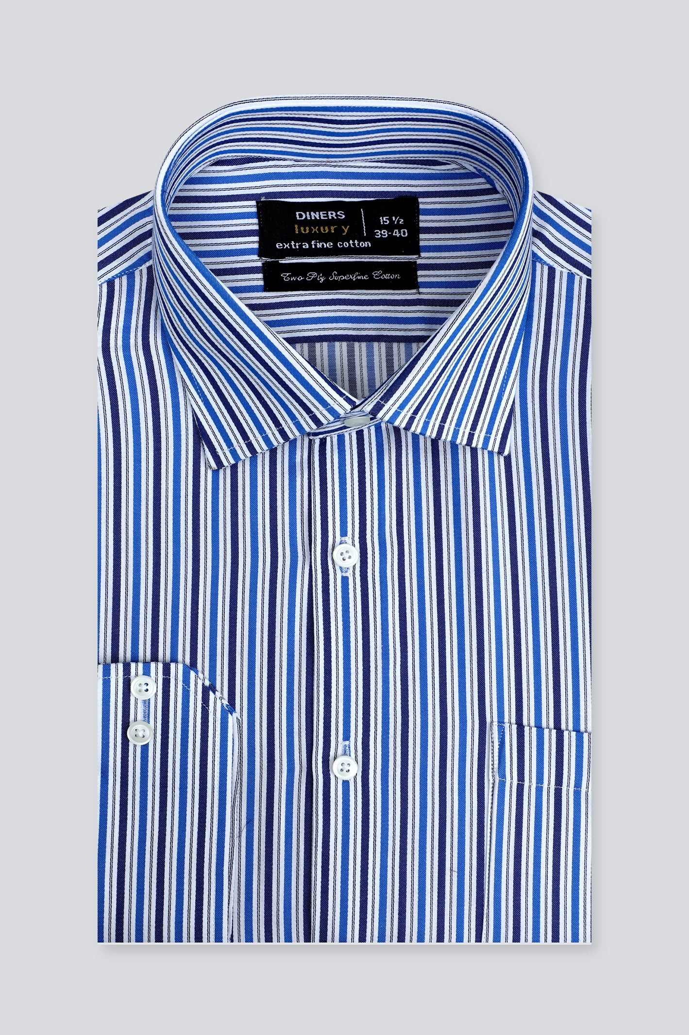Blue Shadow Stripe Formal Shirt - Diners