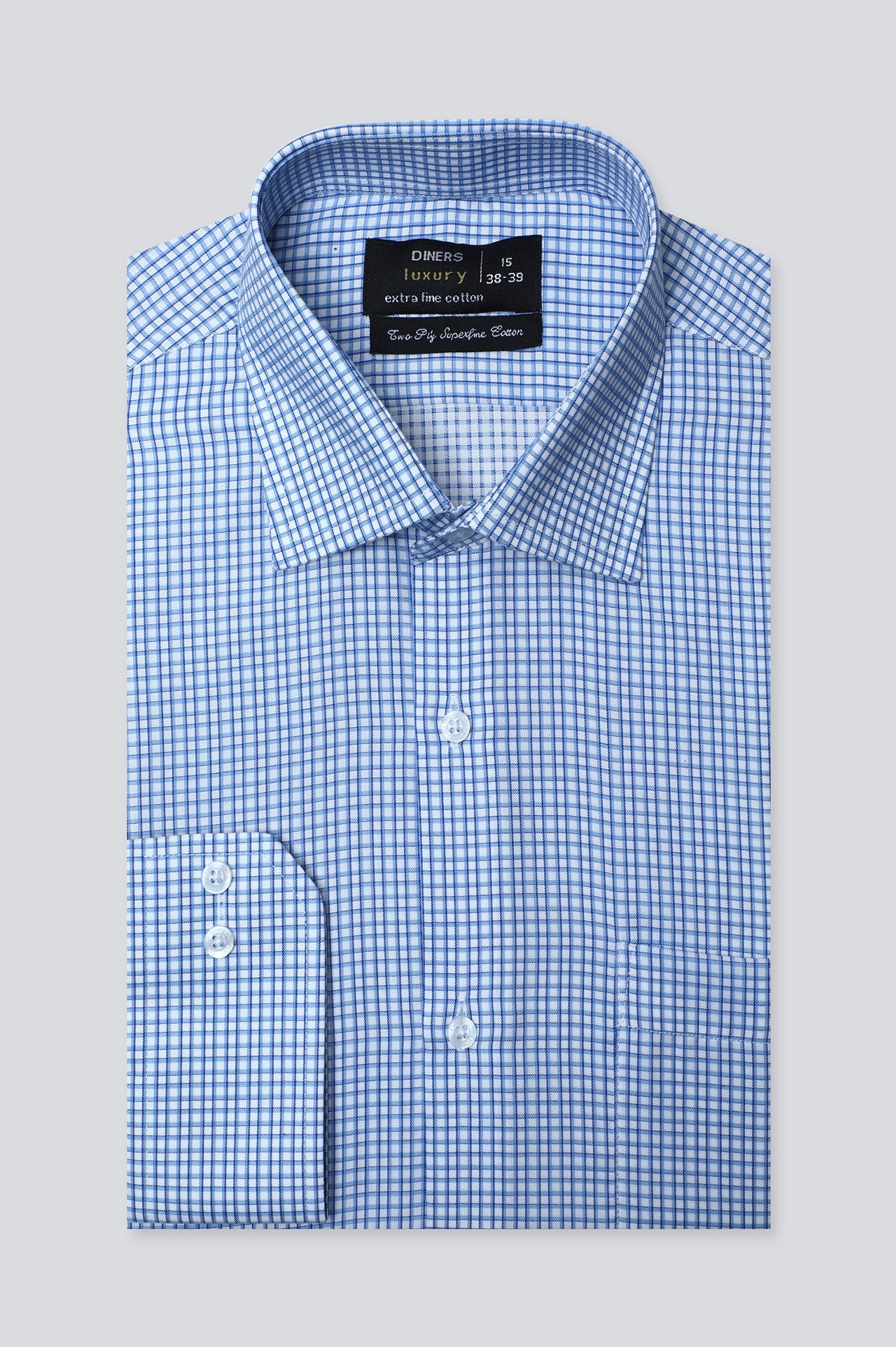 Blue Pin Check Formal Shirt For Men - Diners