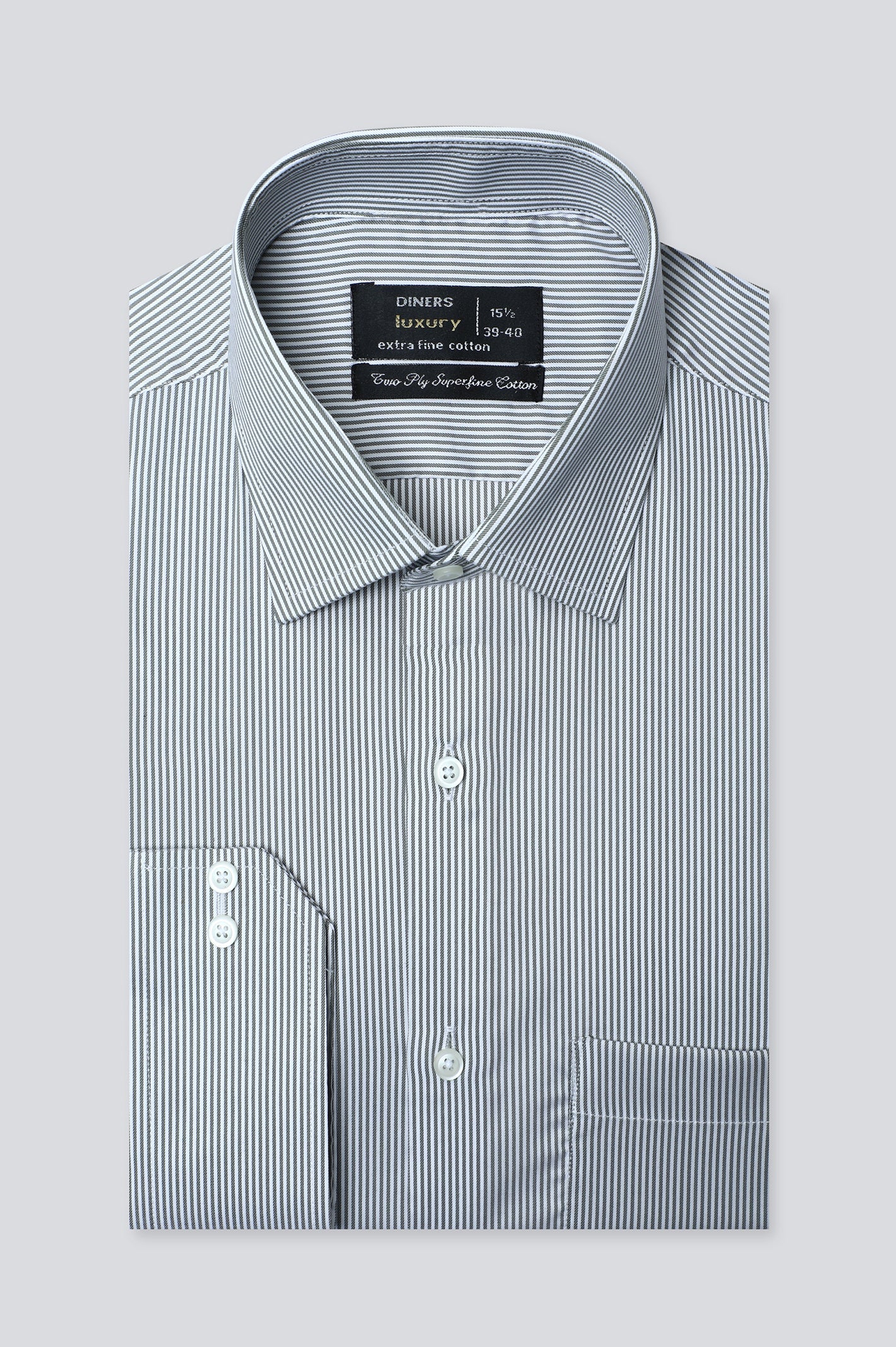 Olive Stripe Formal Shirt For Men - Diners