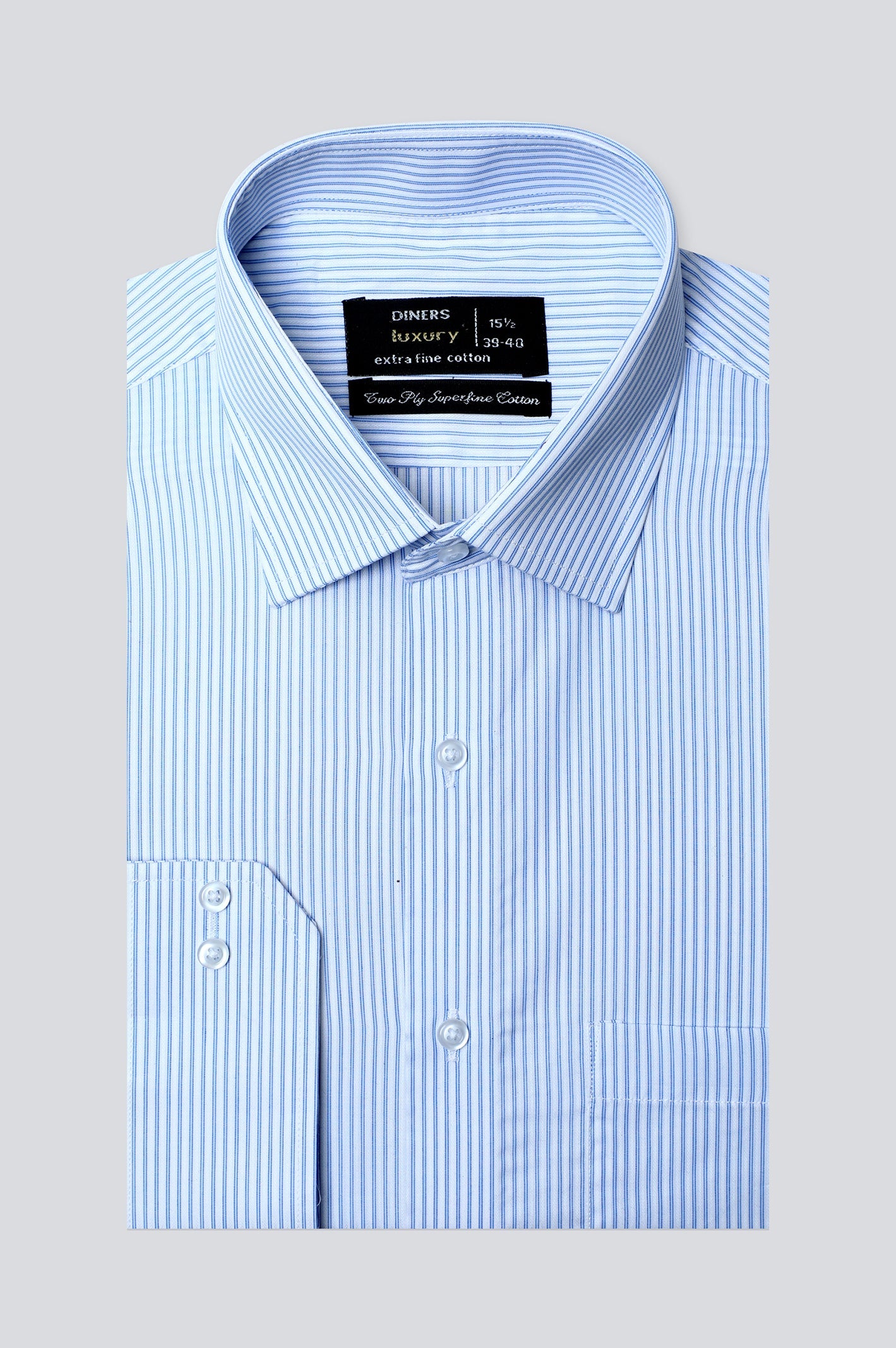 Blue Double Stripe Formal Shirt For Men - Diners