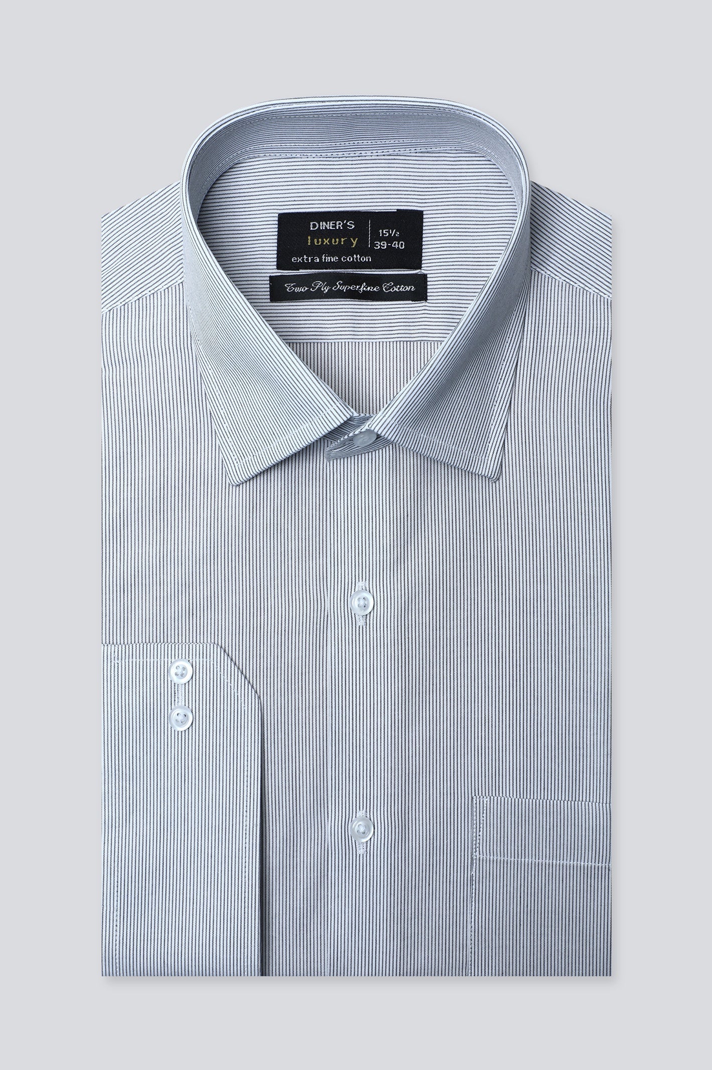 Grey Pin Stripes Formal Shirt For Men - Diners