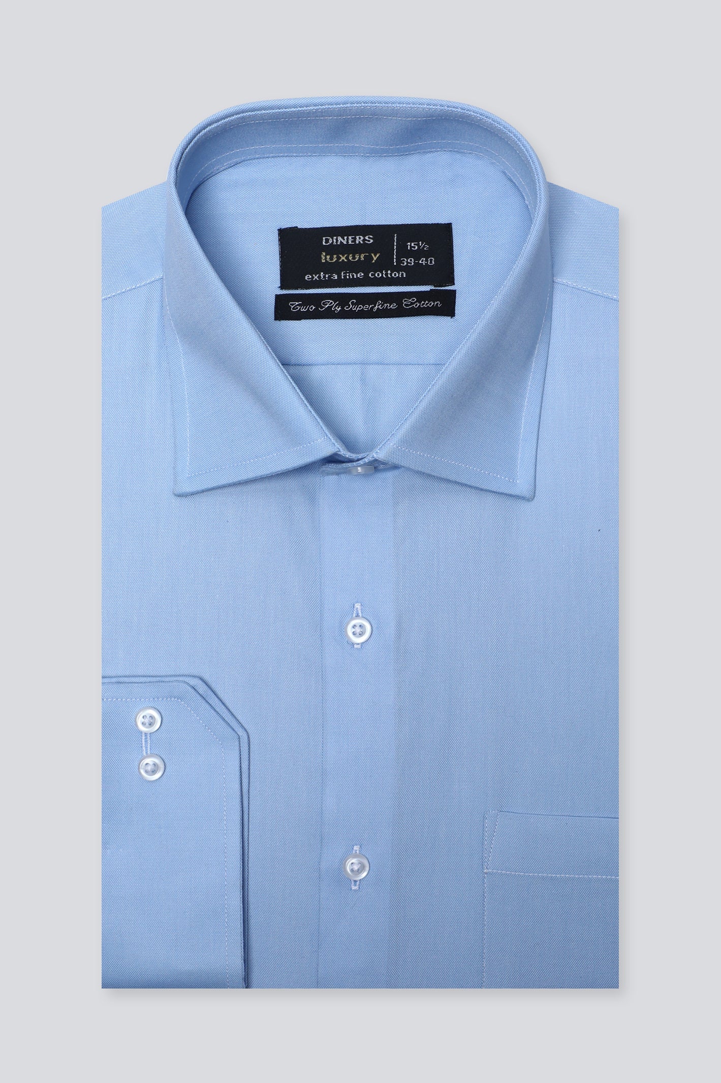 Sky Blue Plain Formal Shirt For Men - Diners