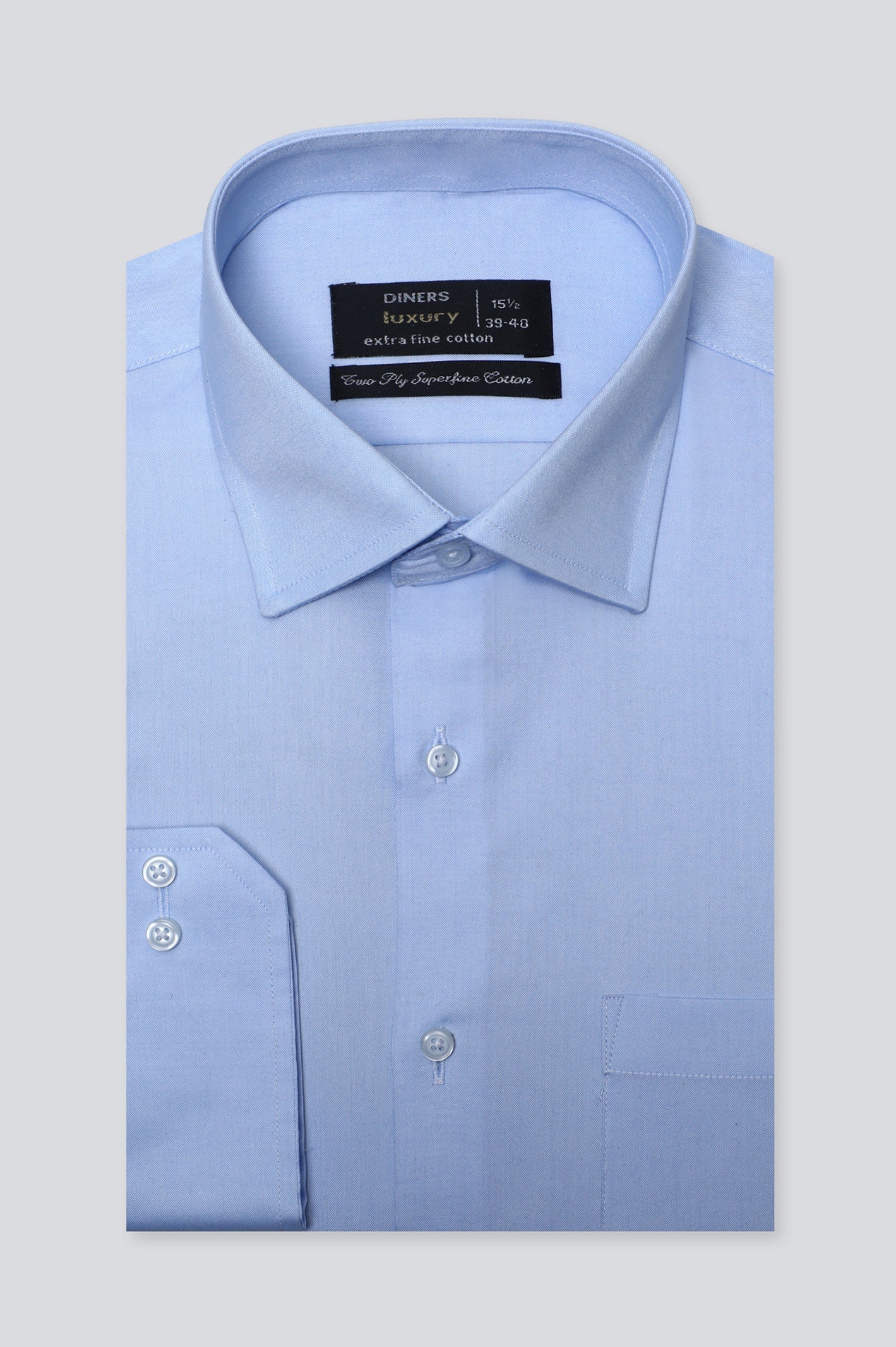 Light Blue Plain Formal Shirt For Men - Diners