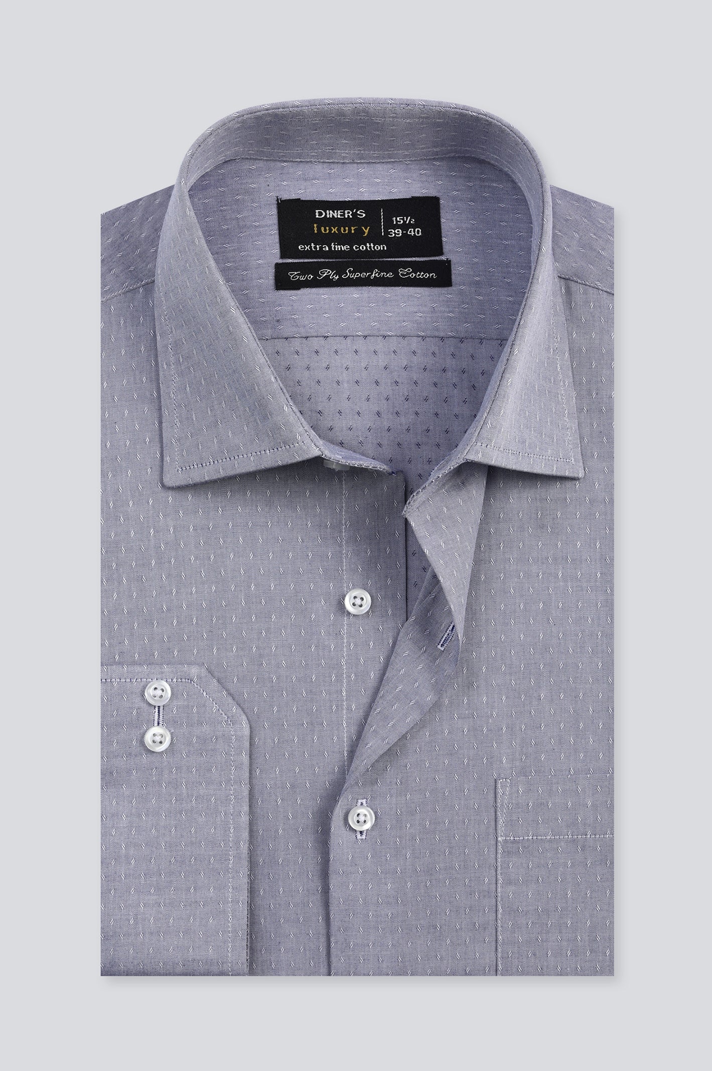Grey Dobby Self Formal Shirt For Men - Diners