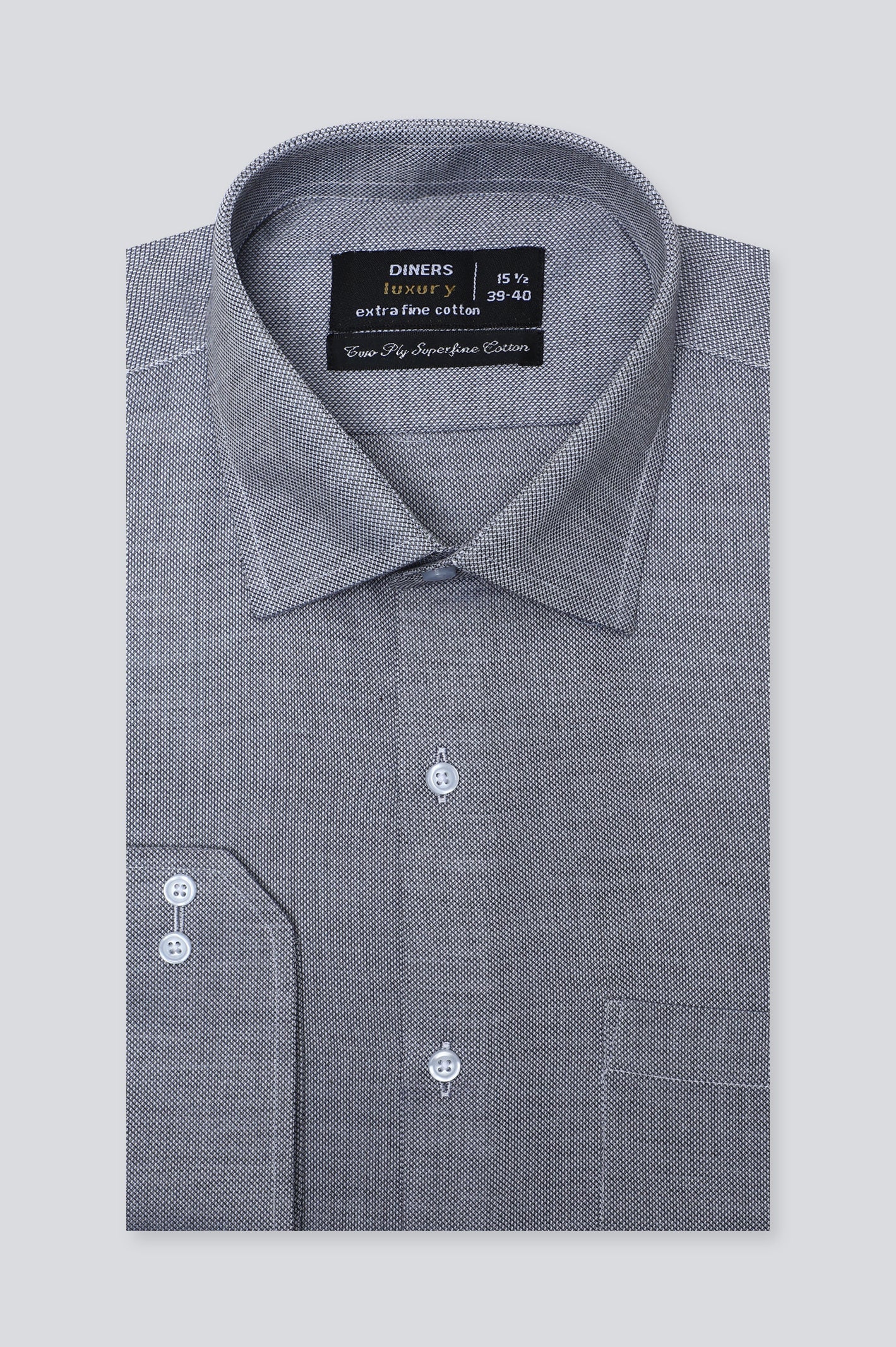 Grey Texture Formal Shirt For Men - Diners