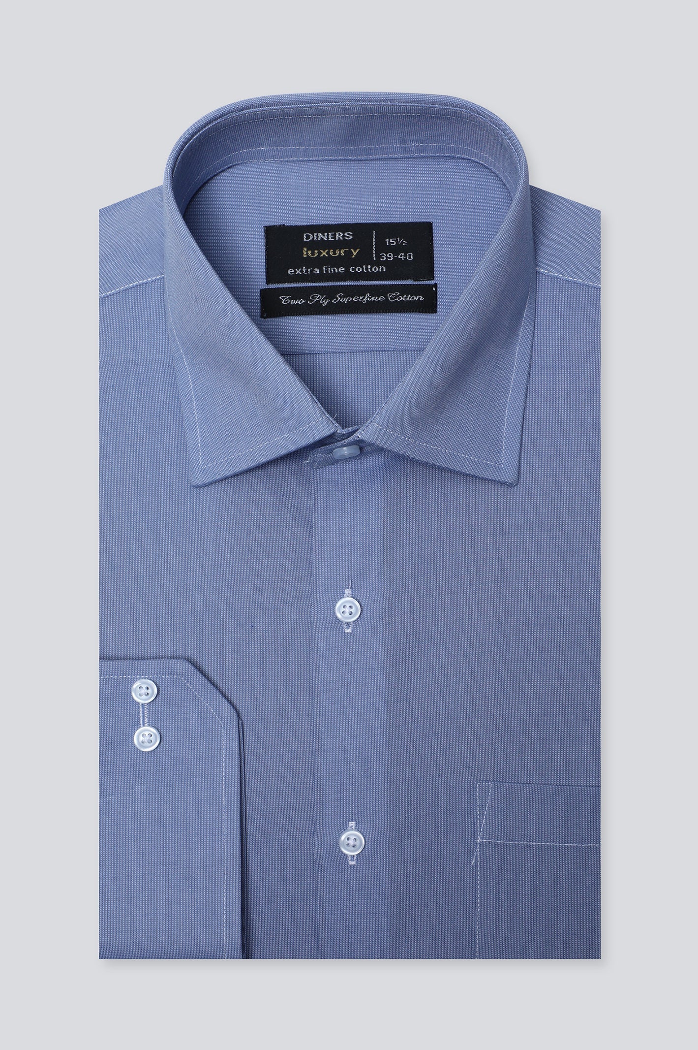 Light Blue Self Formal Shirt For Men - Diners