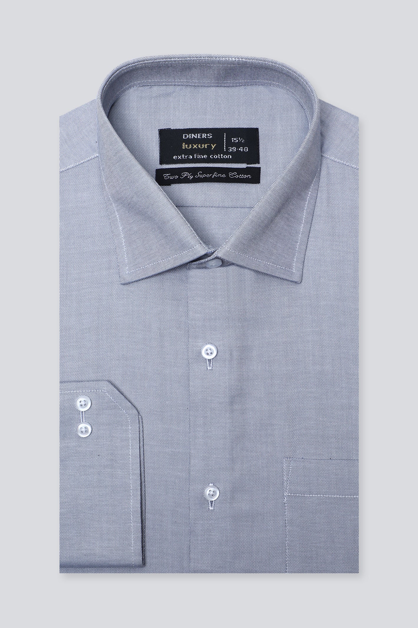 Light Grey Self Formal Shirt For Men - Diners