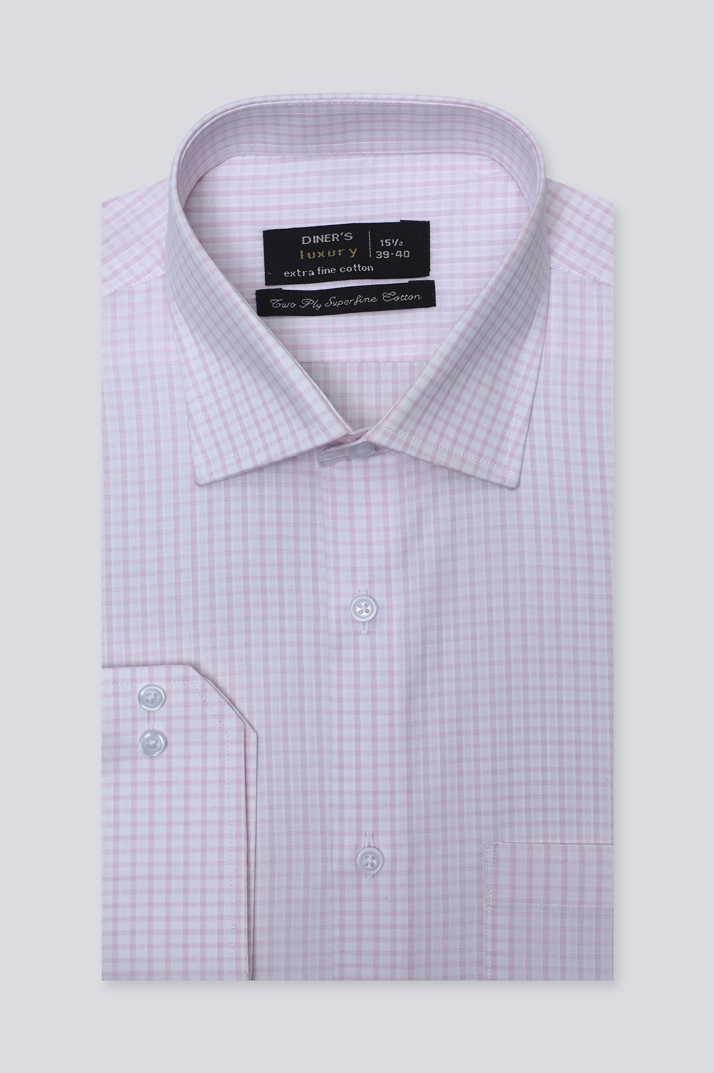 Light Pink Pin Check Formal Shirt For Men - Diners