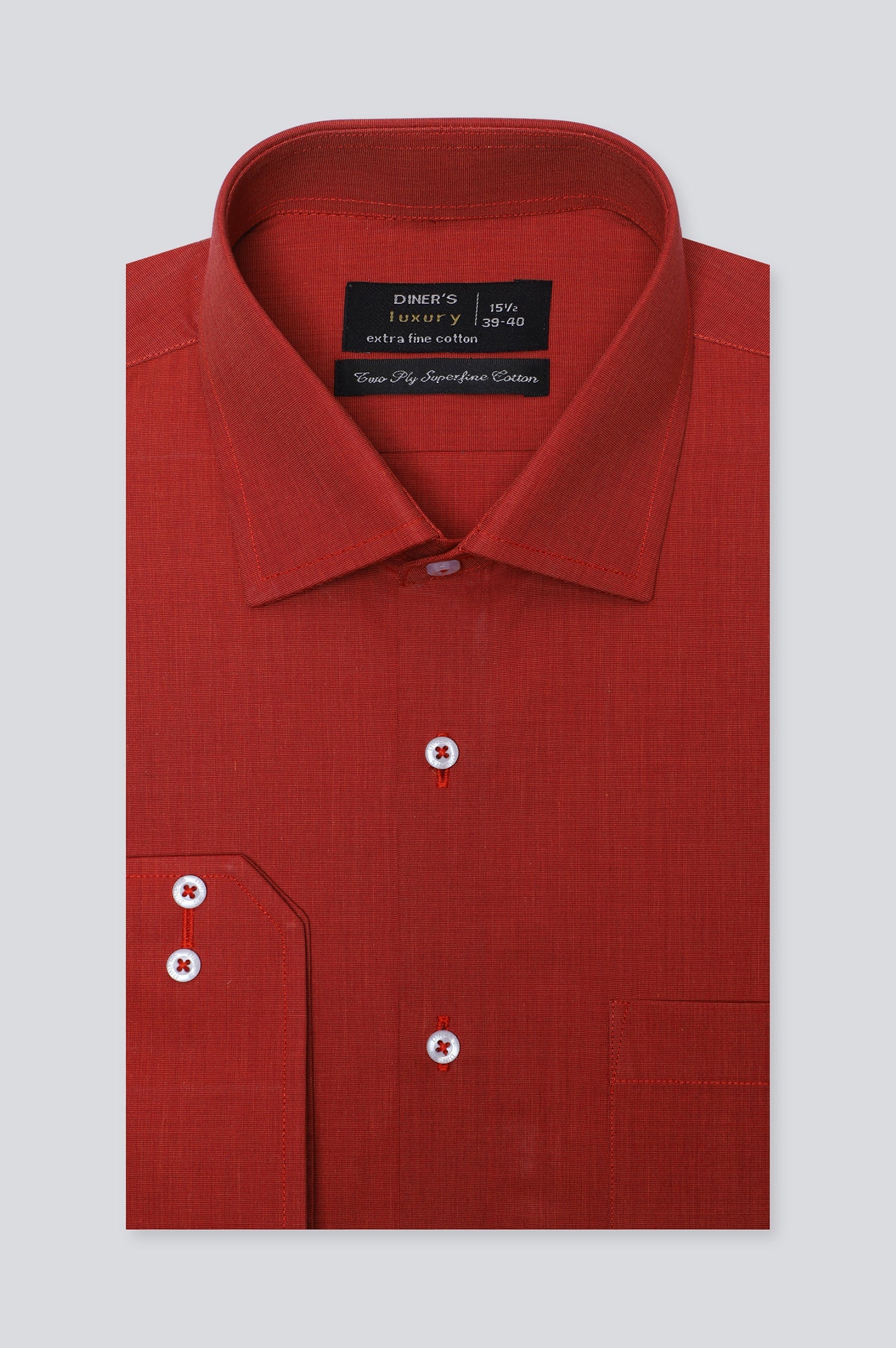 Red Plain Formal Shirt For Men - Diners