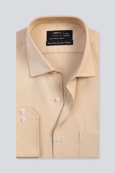 Beige Self Formal Shirt For Men - Diners