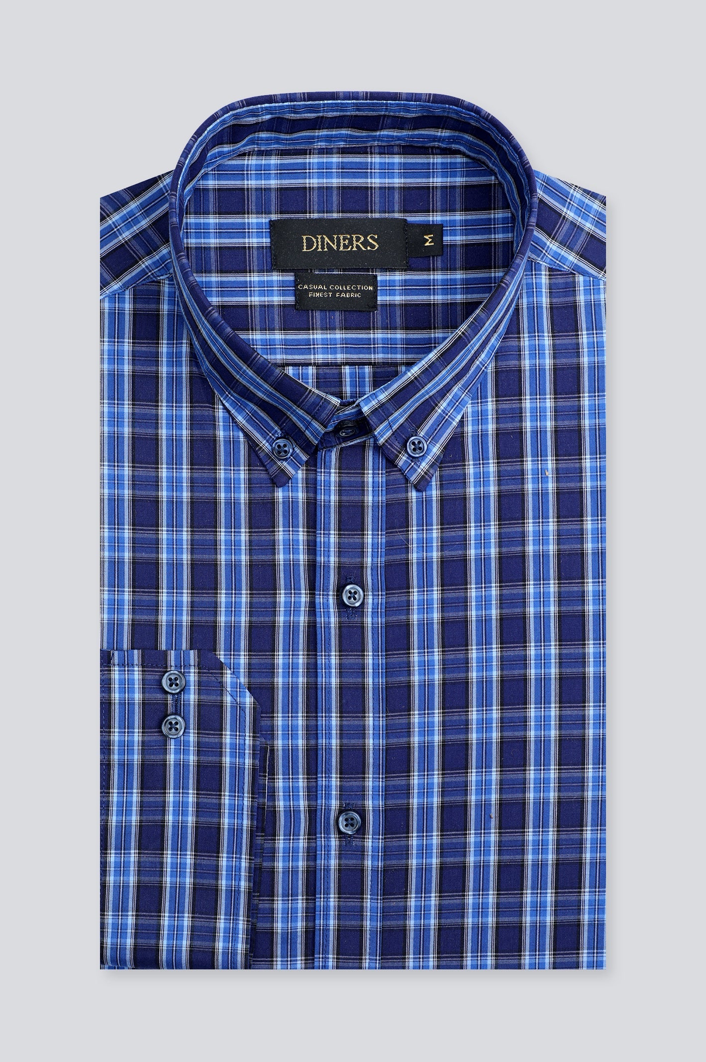 Blue Tattersall Check Casual Shirt - Diners
