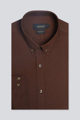 Dark Brown Self Casual Shirt - Diners