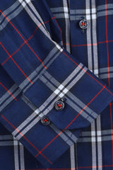 Dark Blue Tattersall Check Casual Shirt for Men - Diners