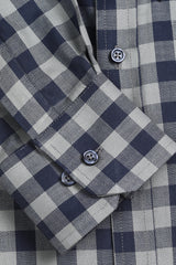 Grey Gingham Check Casual Shirt for Men - Diners