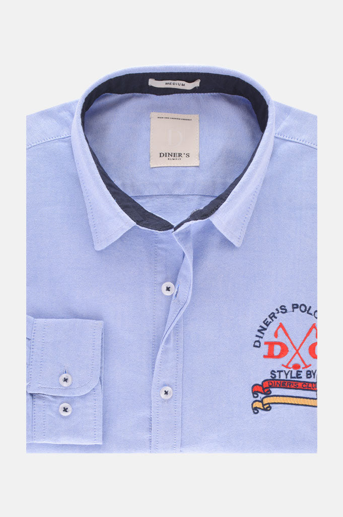 Casual Shirt in L-Blue SKU: AG18543-L-Blue - Diners