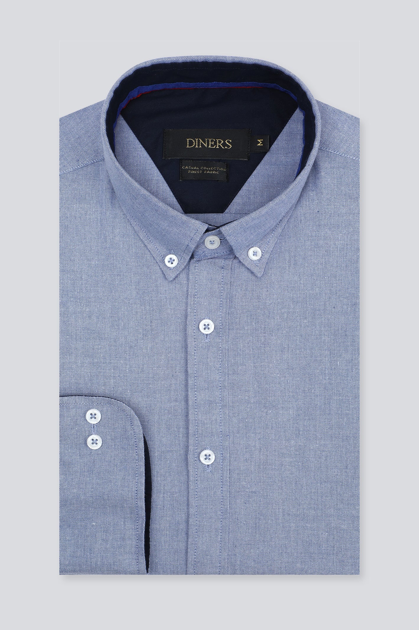 Blue Self Casual Shirt - Diners