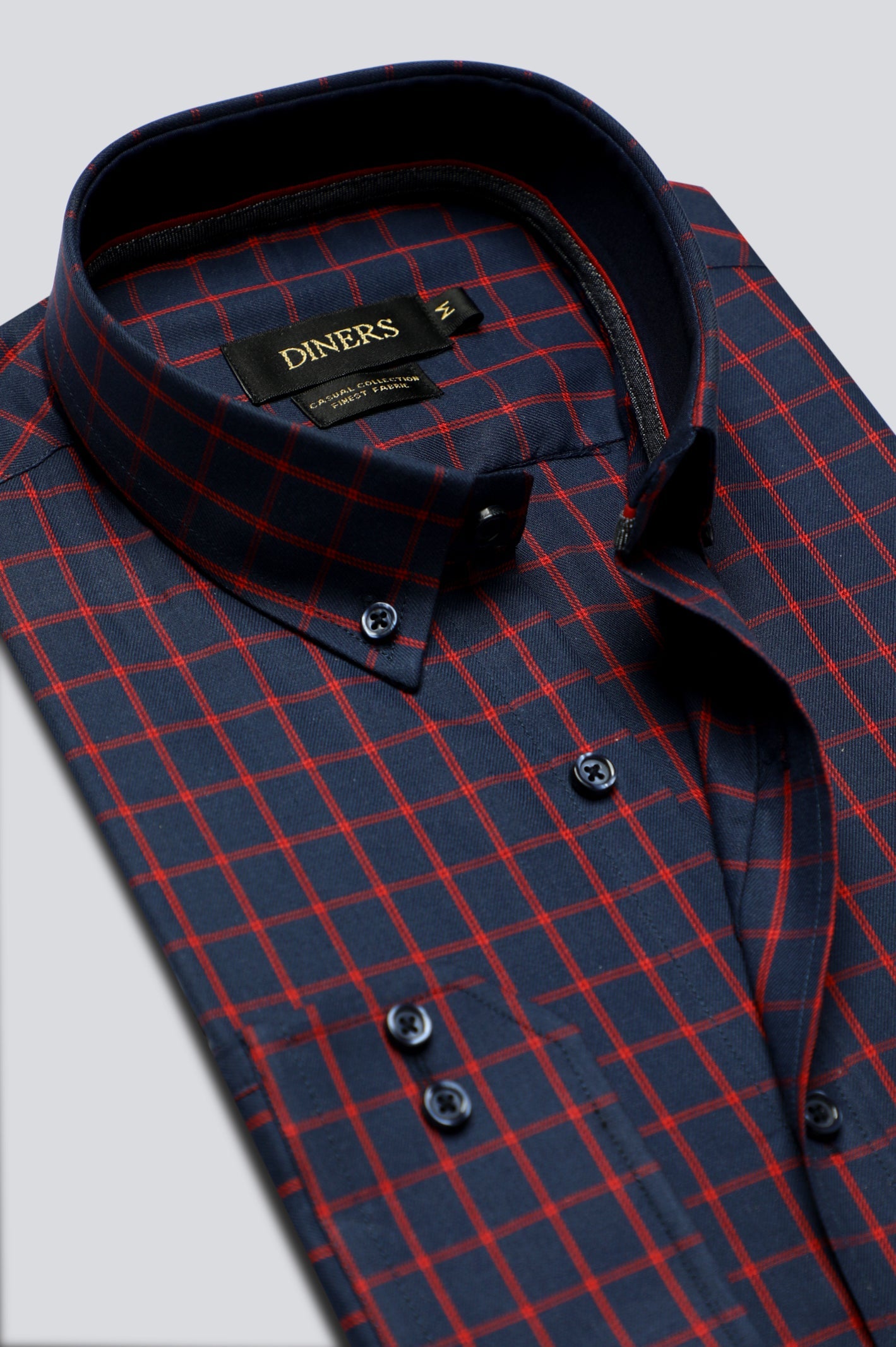 Navy Windowpane Check Casual Shirt for Men - Diners