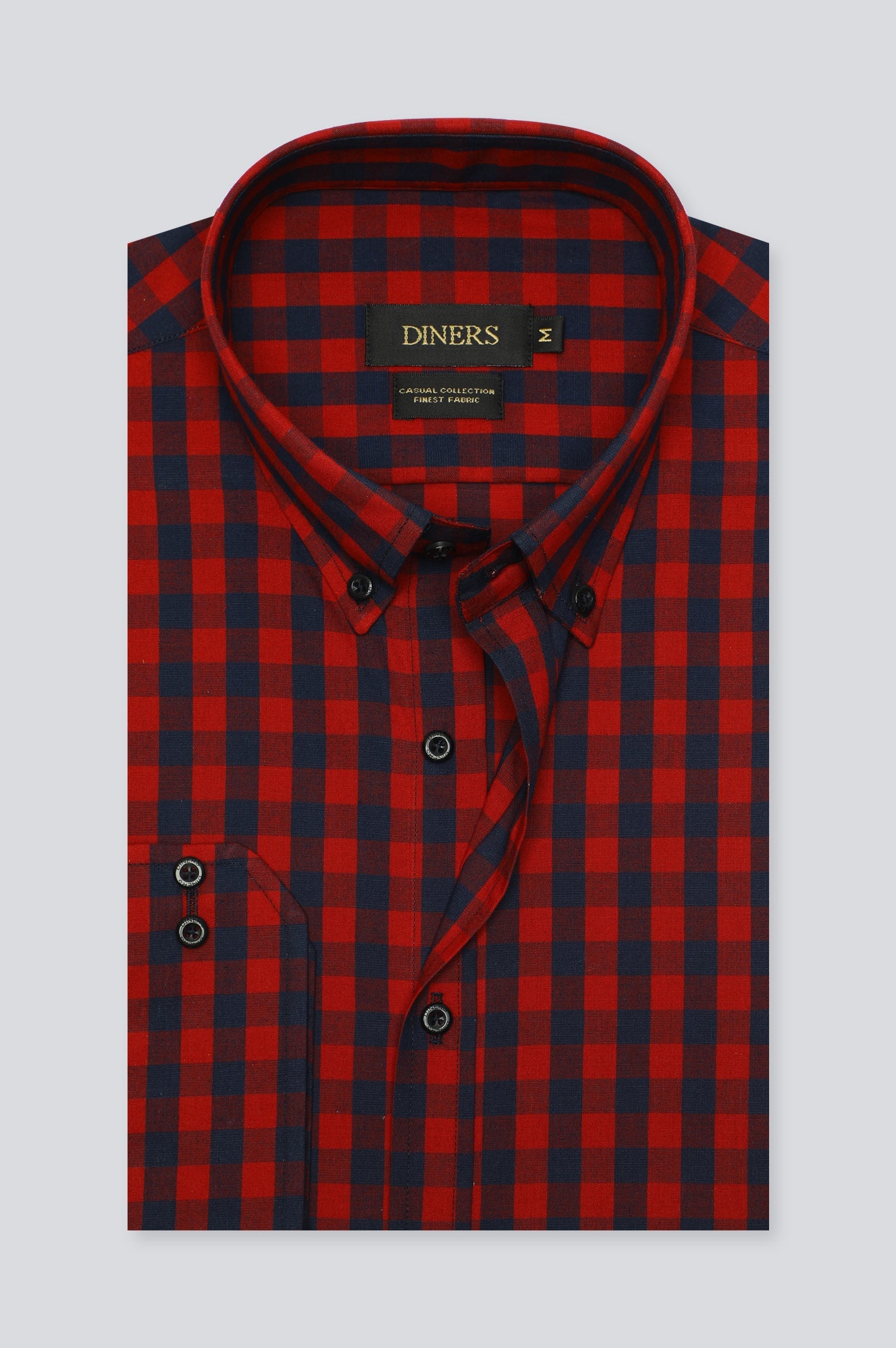 Red Gingham Check Casual Shirt for Men - Diners