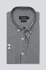Dark Grey Gingham Casual Shirt for Men - Diners