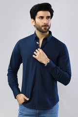 Navy Blue Plain Casual Shirt for Men - Diners
