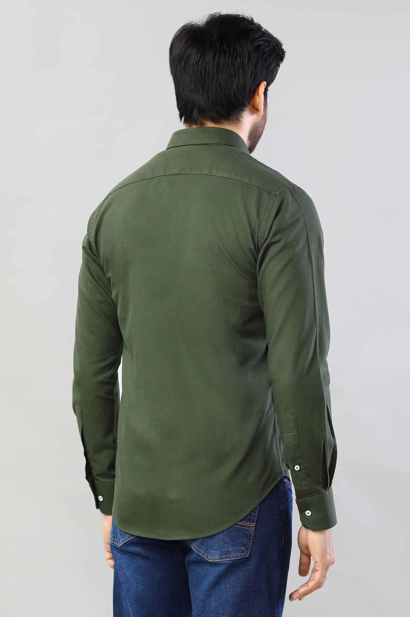 Green Plain Casual Shirt for Men - Diners
