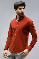 Rust Plain Casual Shirt for Men - Diners