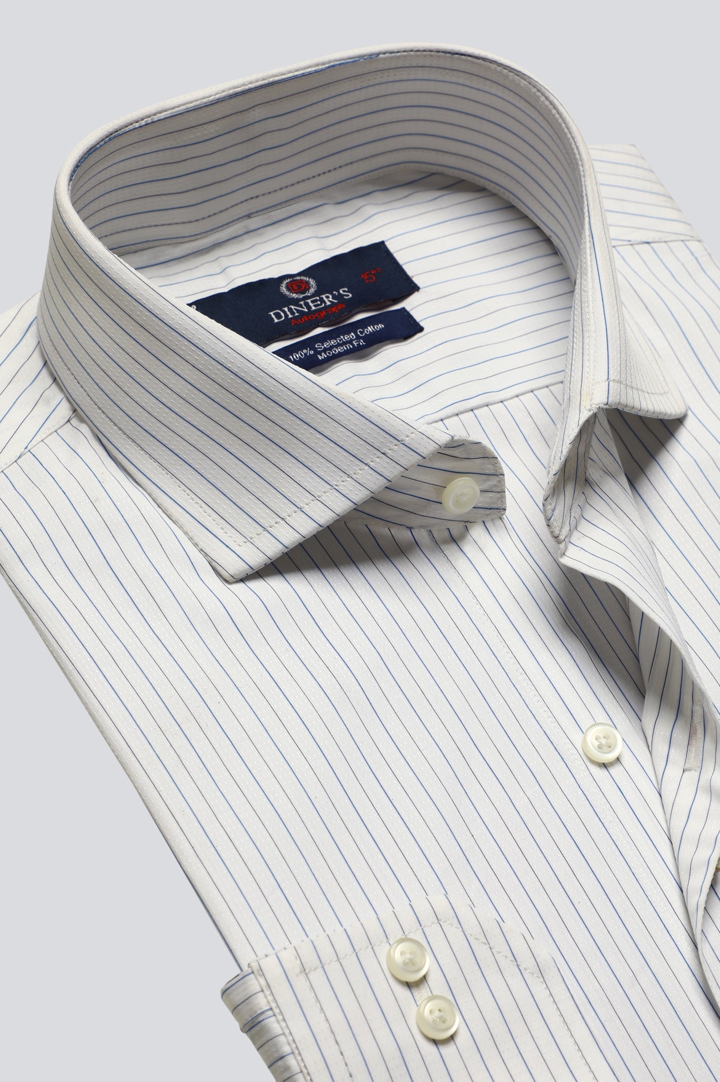 White Pinstripe Formal Autograph Shirt for Men - Diners