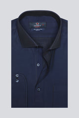 Navy Blue Texture Formal Autograph Shirt for Men - Diners