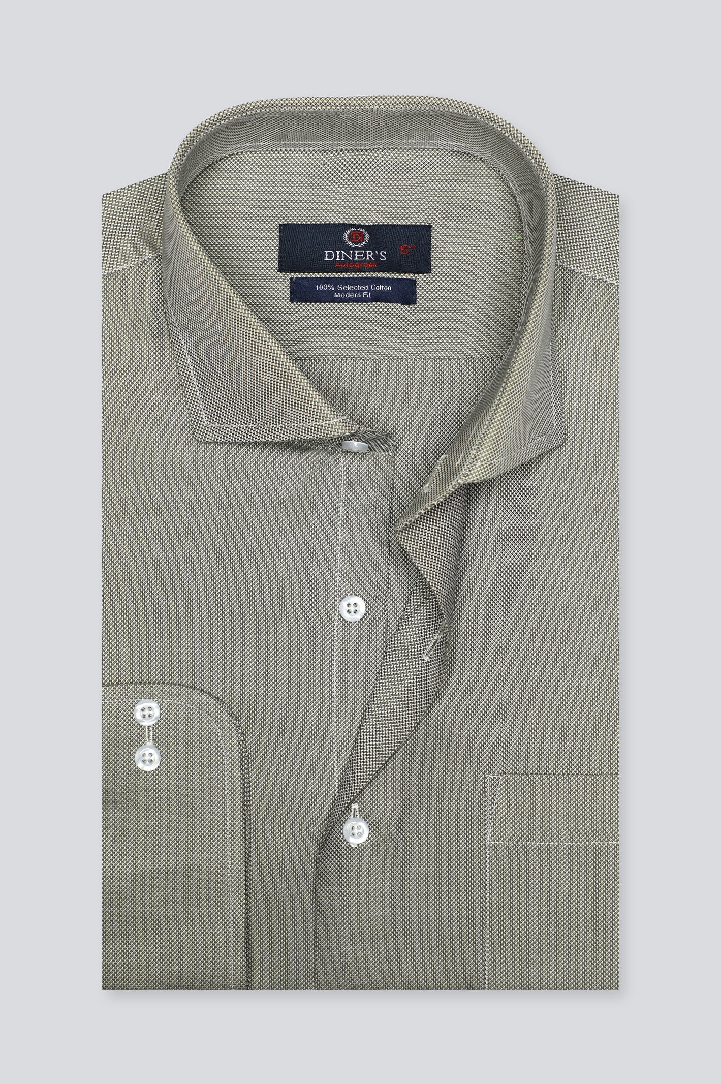 Olive Texture Formal Autograph Shirt for Men - Diners