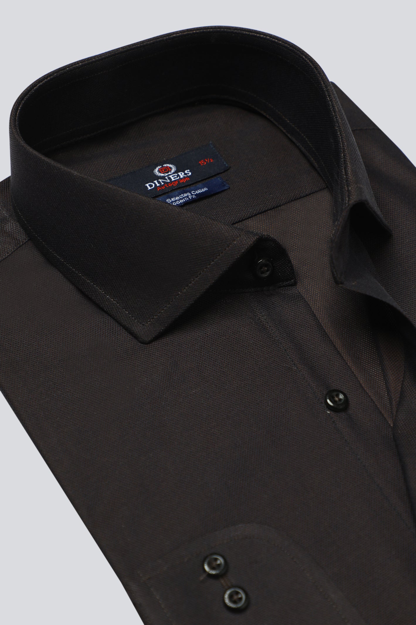 Dark Brown Self Formal Autograph Shirt for Men - Diners