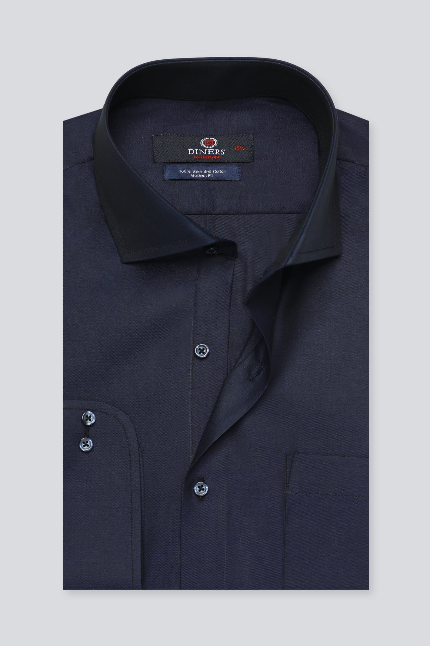Navy Blue Plain Formal Autograph Shirt for Men - Diners