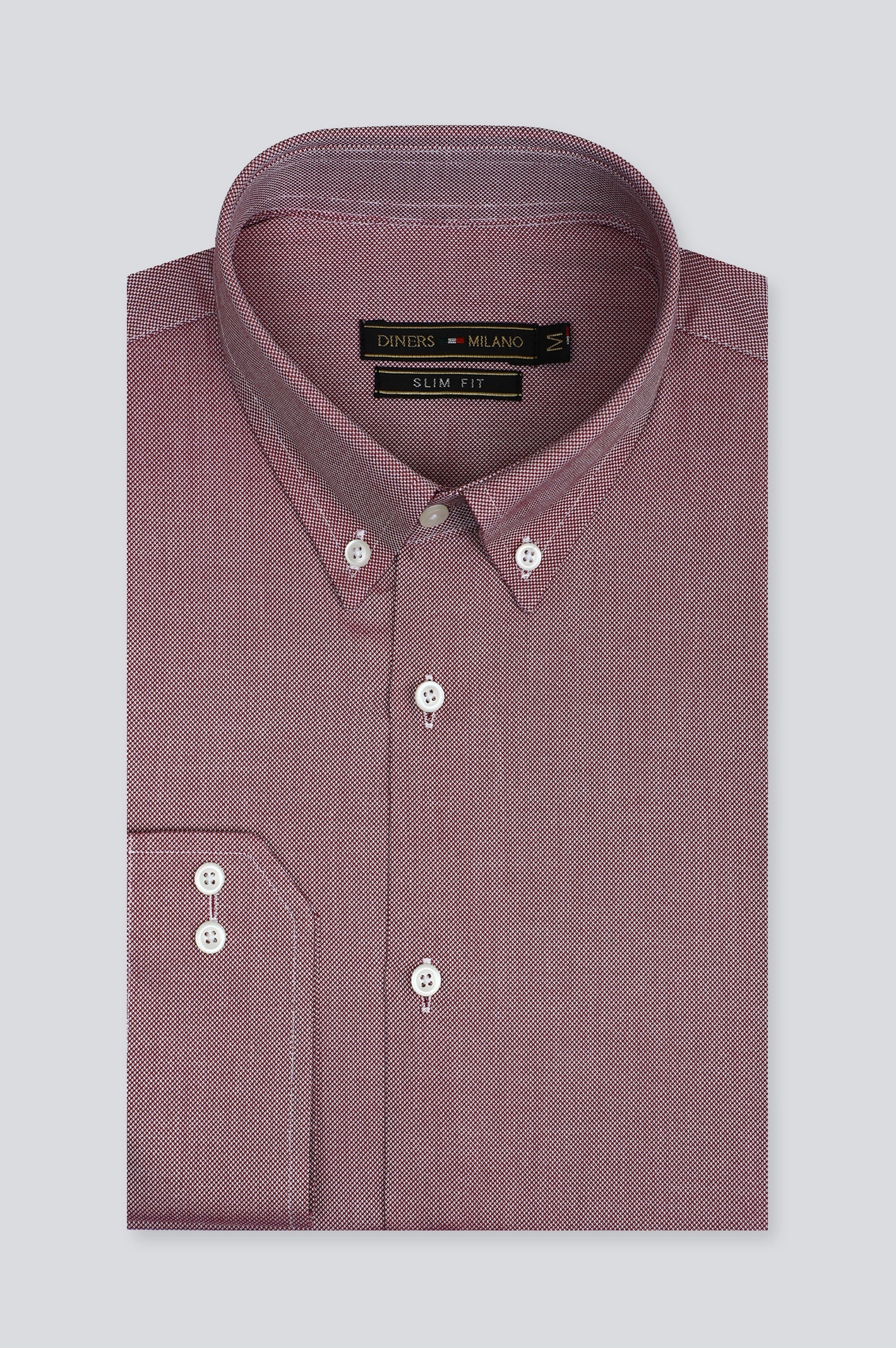 Maroon Texture Casual Milano Shirt - Diners