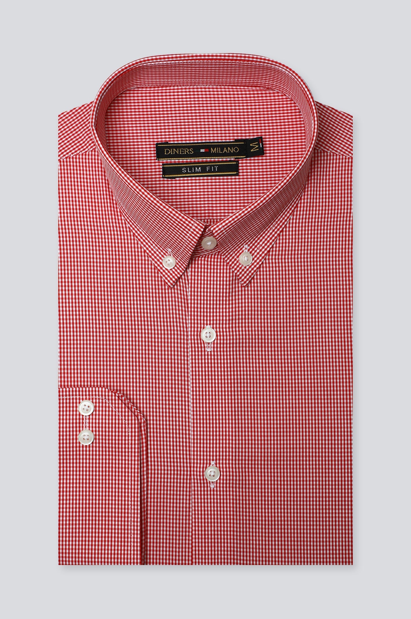Red Mini-Check Casual Milano Shirt - Diners