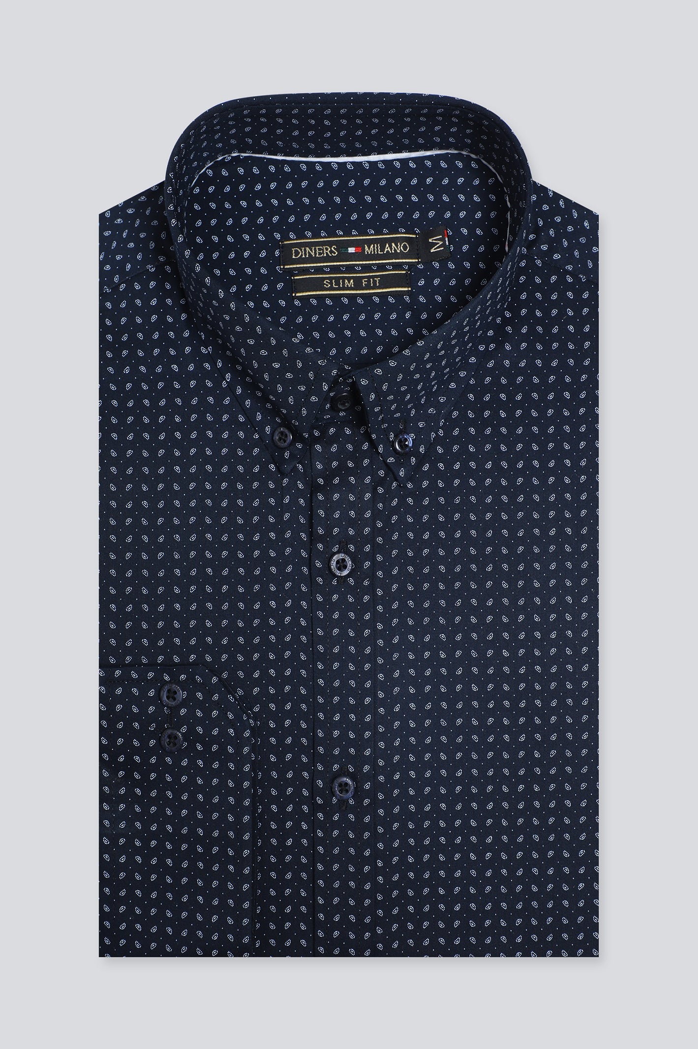 Navy Blue Texture Casual Milano Shirt - Diners