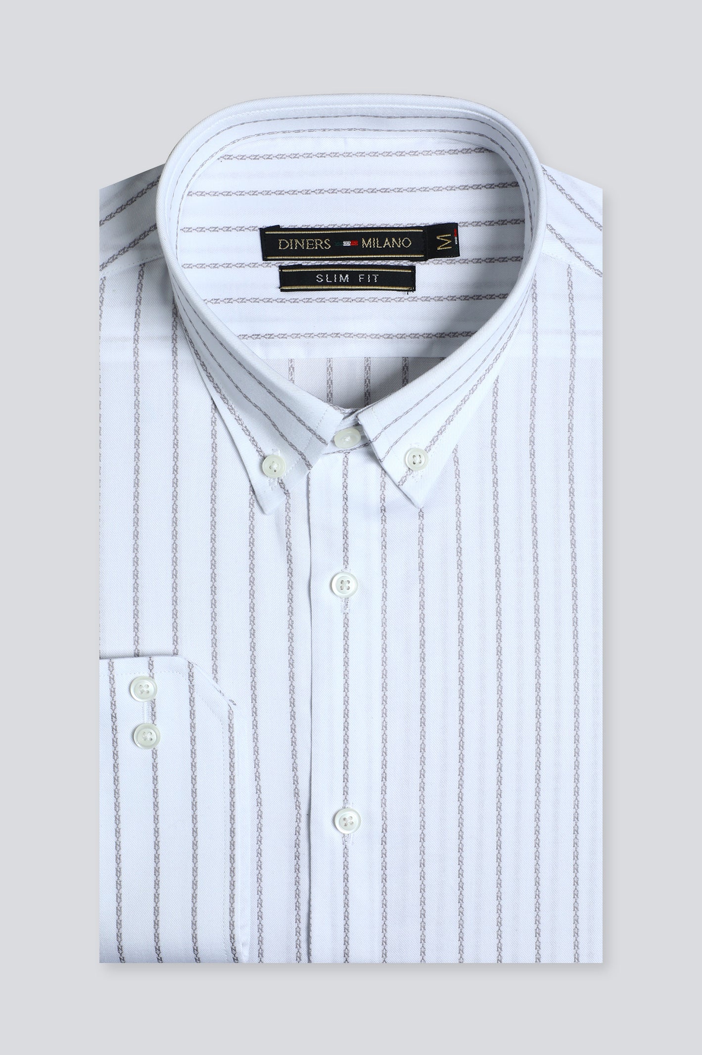 White Pinstripe Casual Milano Shirt - Diners