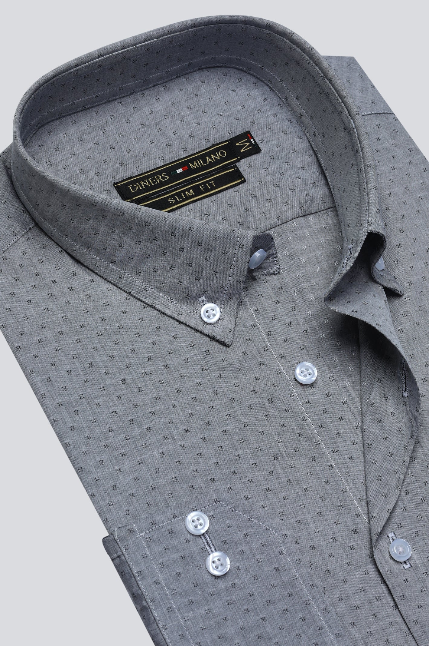 Grey Texture Casual Milano Shirt for Men - Diners