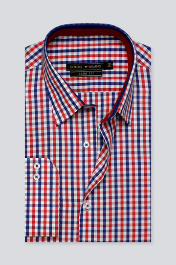 Multicolor Gingham Check Casual Milano Shirt for Men - Diners