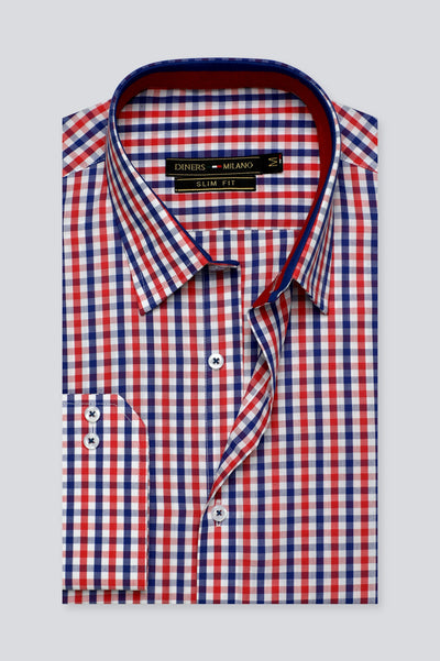 Multicolor Gingham Check Casual Milano Shirt for Men - Diners