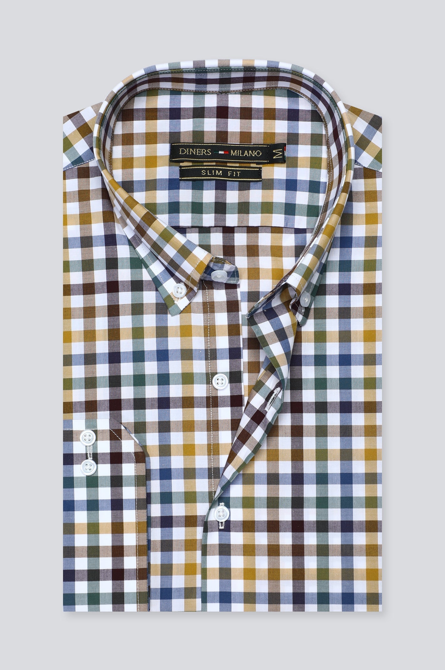 Multicolor Gingham Check Casual Milano Shirt for Men - Diners