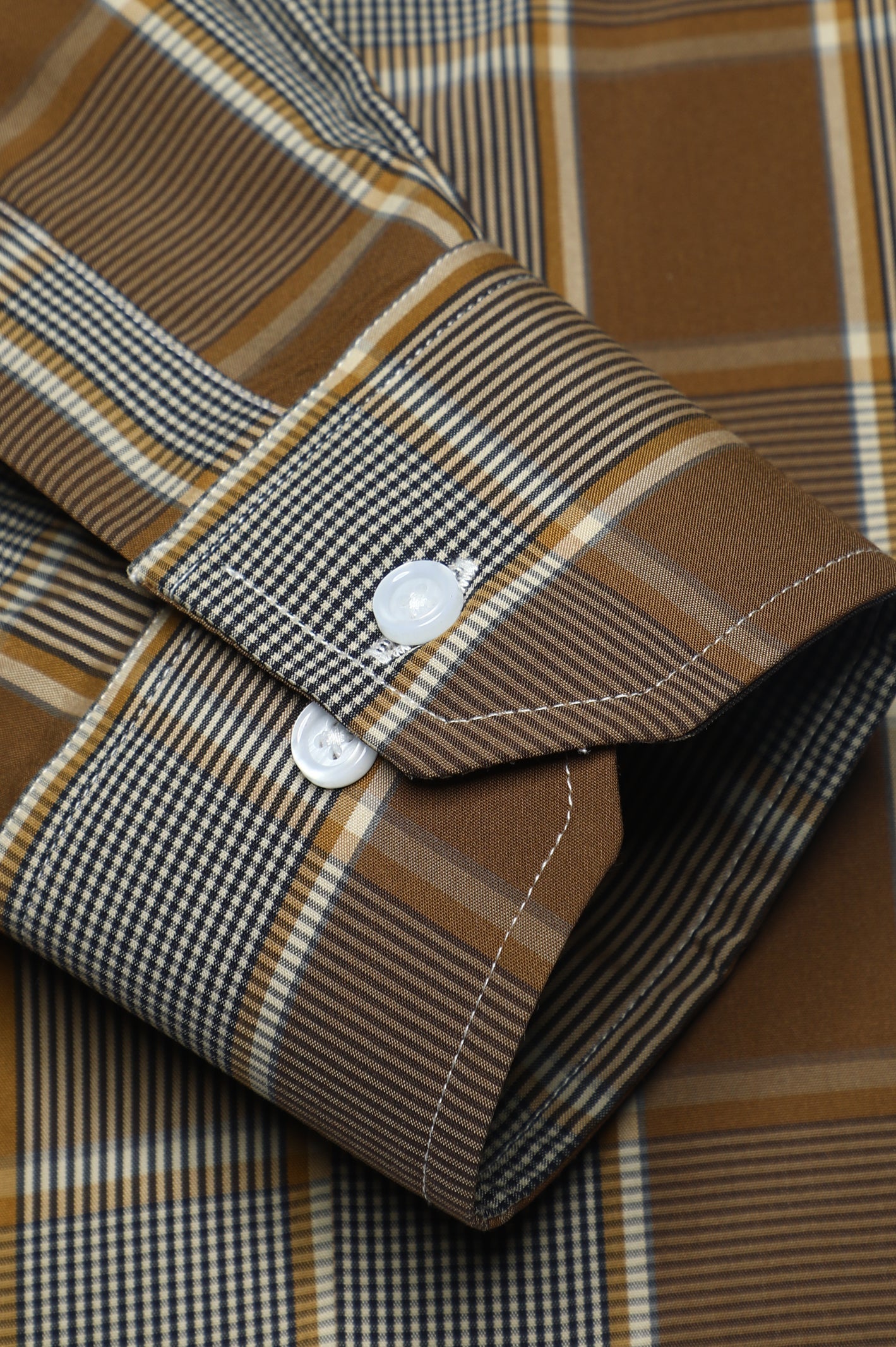 Dark Brown Gingham Check Casual Milano Shirt for Men - Diners