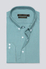Green Houndstooth Check Casual Milano Shirt for Men - Diners