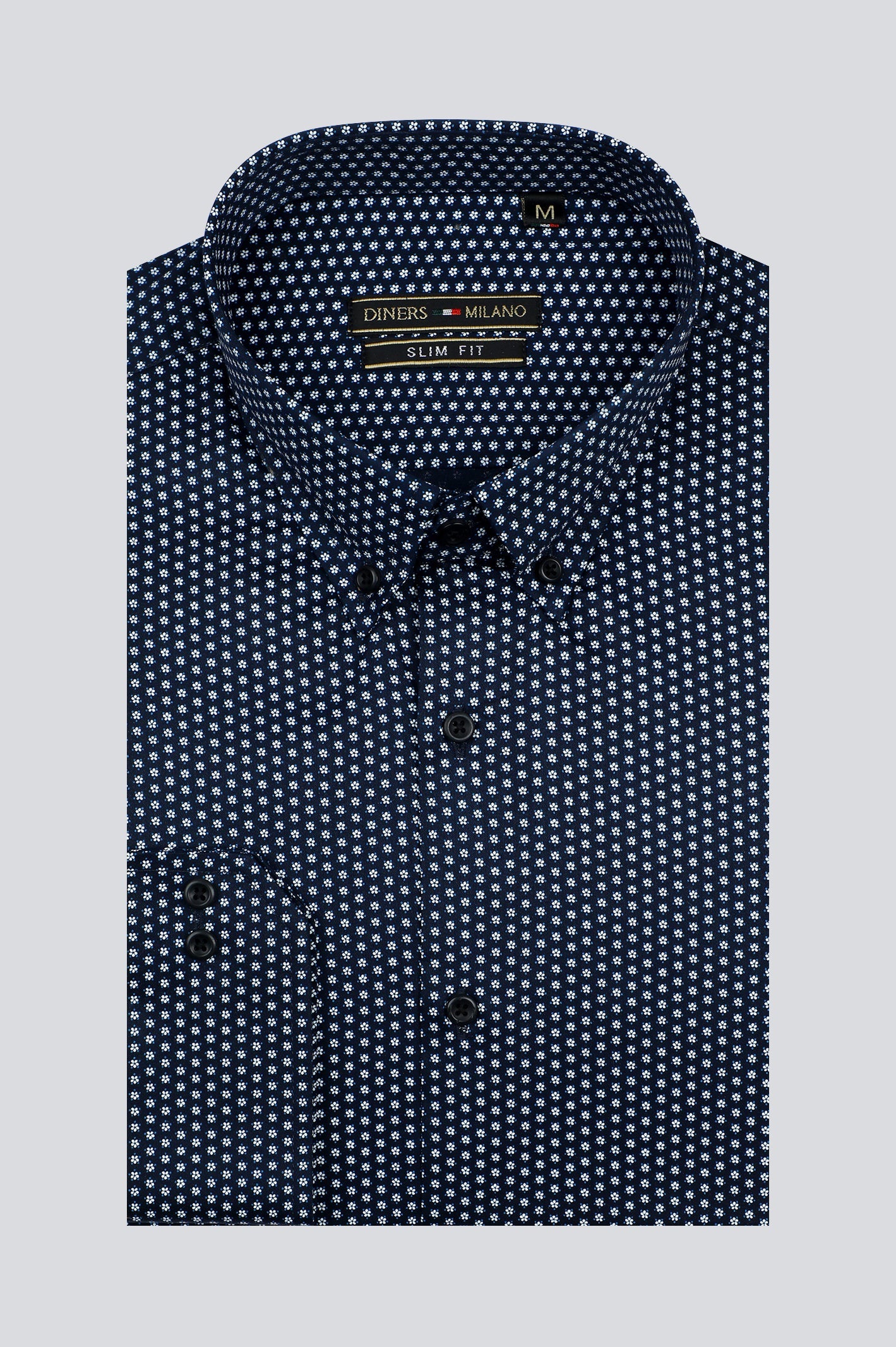 Navy Blue Texture Casual Milano Shirt - Diners