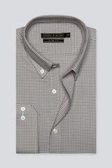 Brown Houndstooth Check Casual Milano Shirt for Men - Diners