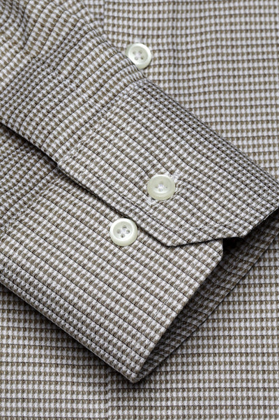 Brown Houndstooth Check Casual Milano Shirt for Men - Diners