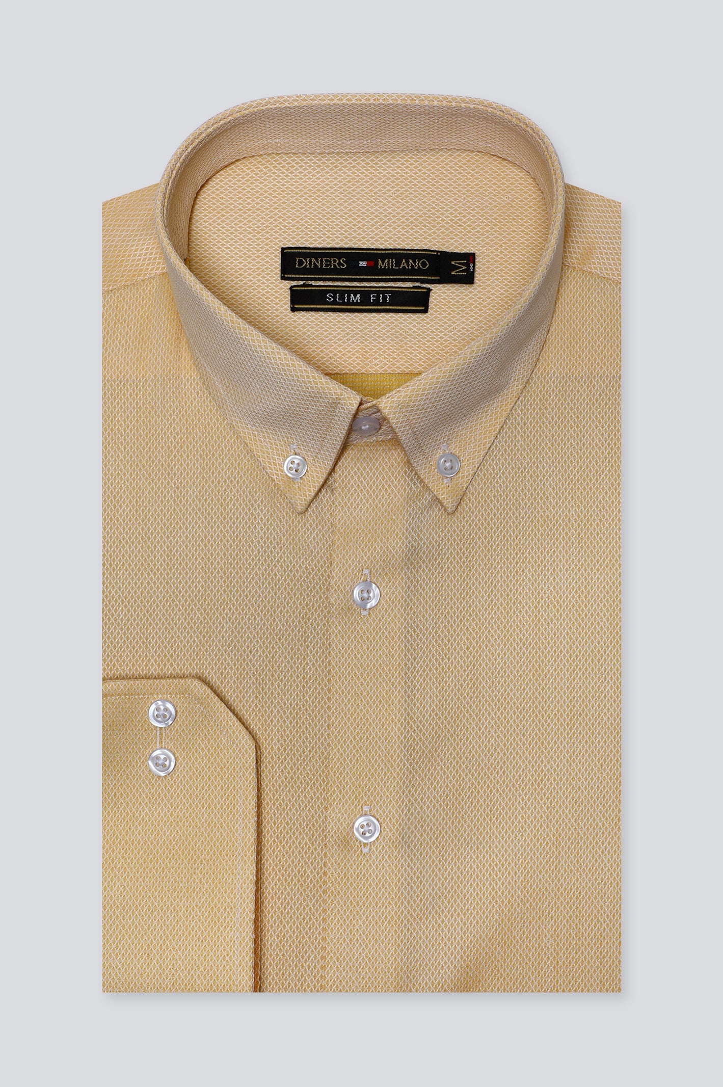 Yellow Texture Casual Milano Shirt for Men - Diners