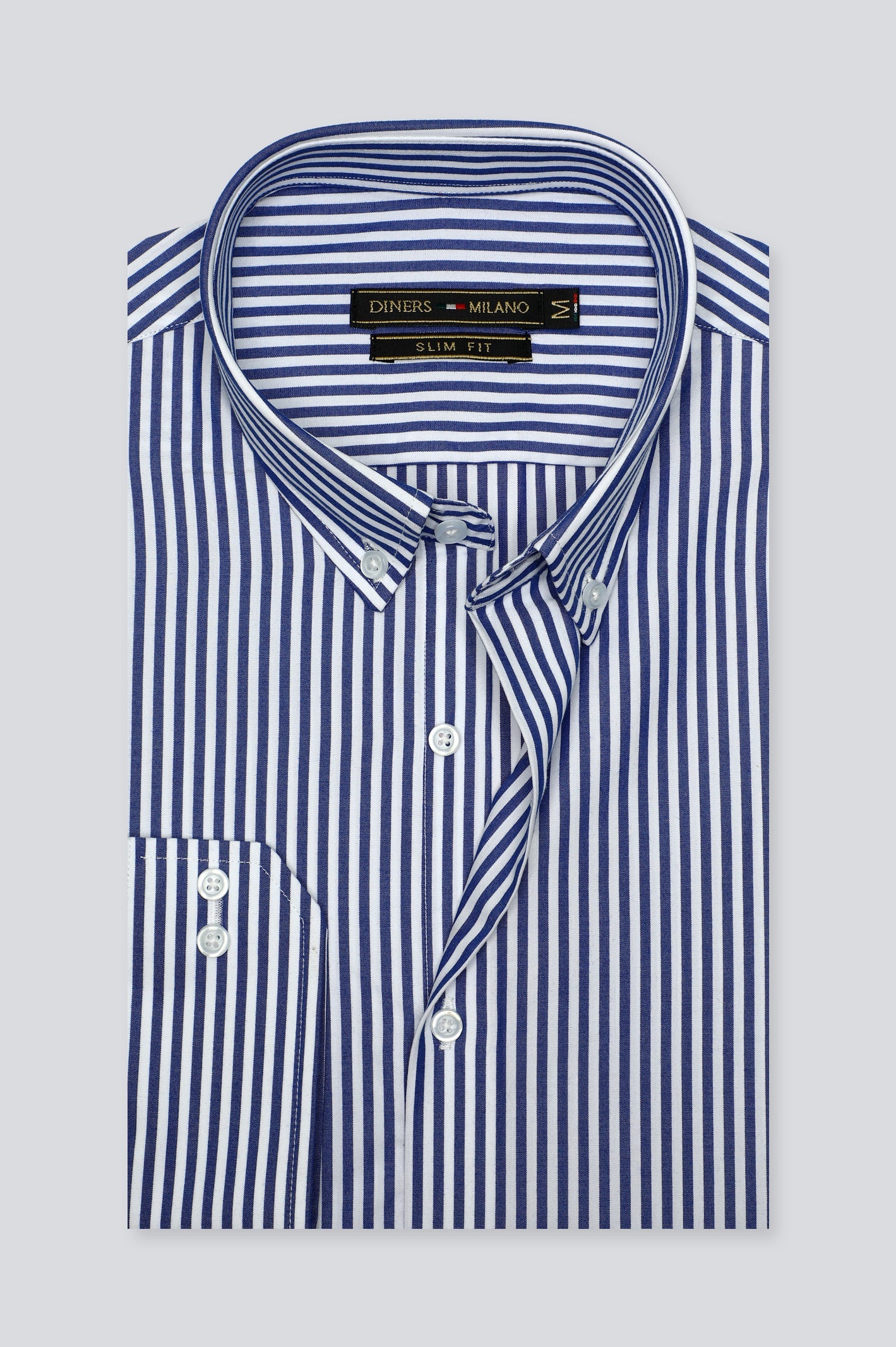 Dark Blue Bengal Stripe Casual Milano Shirt for Men - Diners