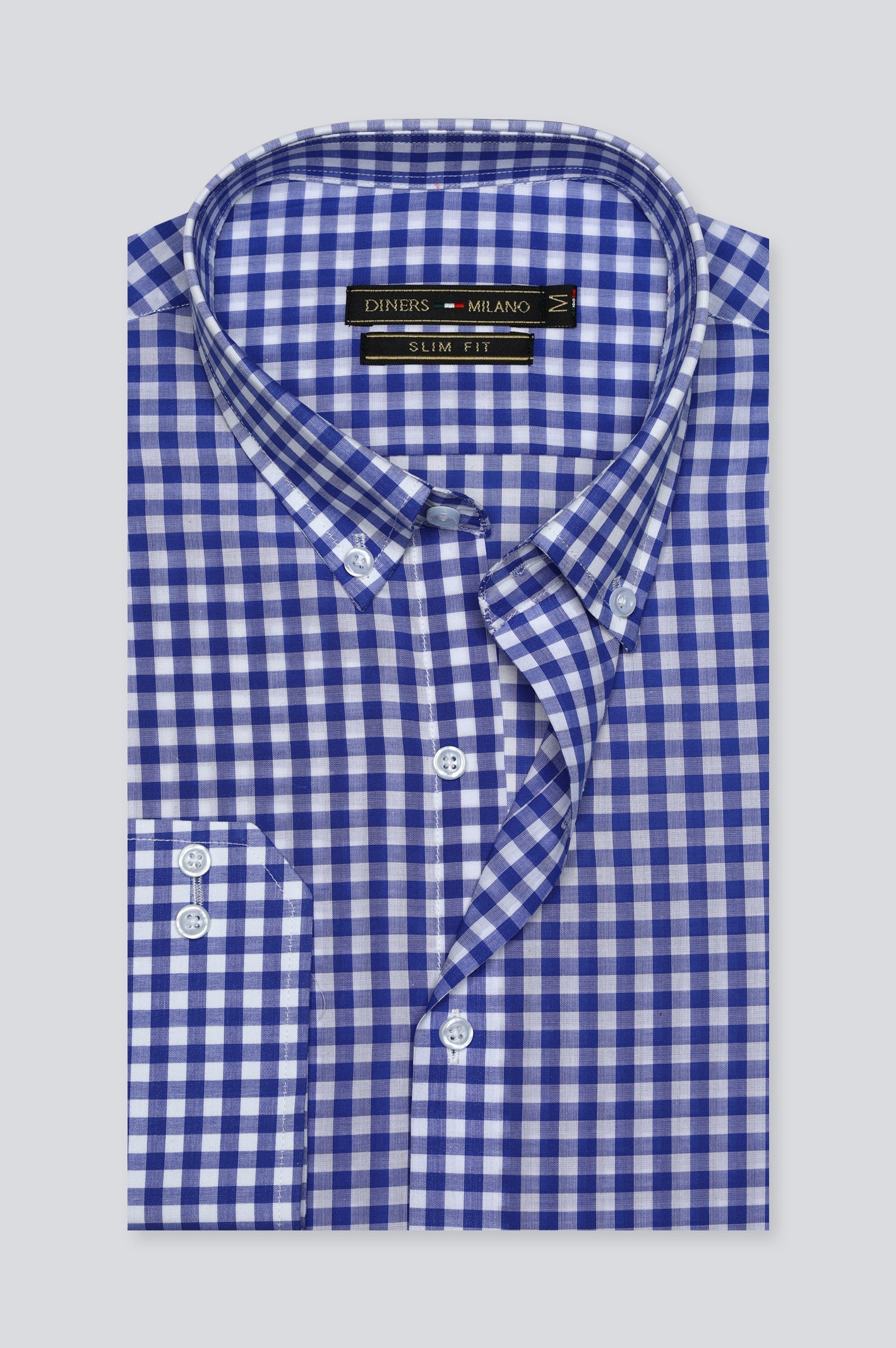 Blue Gingham Check Casual Milano Shirt – Diners Pakistan
