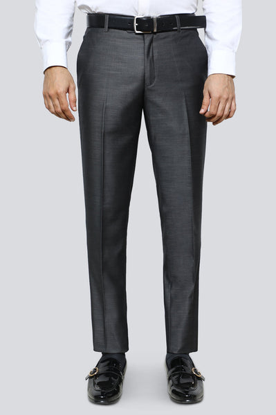 Buy Men Grey Slim Fit Textured Flat Front Formal Trousers Online - 657580 | Louis  Philippe